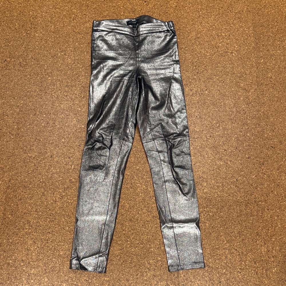 Gunmetal Metallic Leather Leggings